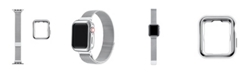 Posh Tech Infinity 2-Piece Skinny Silver-tone Stainless Steel Alloy Loop Band and Bumper Set for Apple Watch, 42mm-44mm